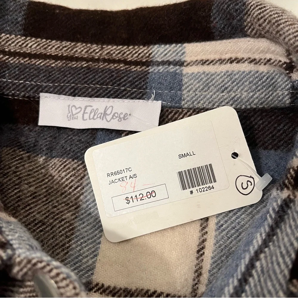 Ella Rose Plaid Wool Blend Snap Shirt Jacket Size S - Picture 3 of 6